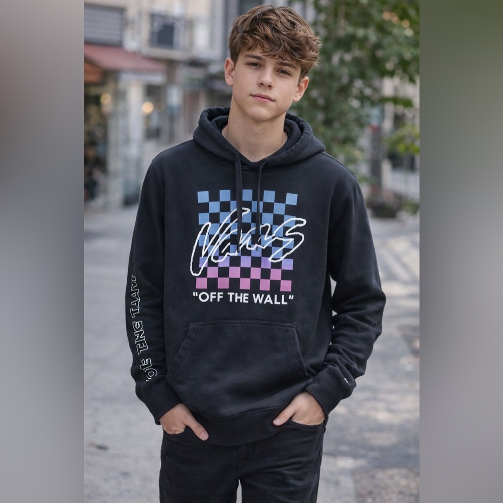 Vans Off The Wall Checkerboard Graphic Hoodie Black Medium